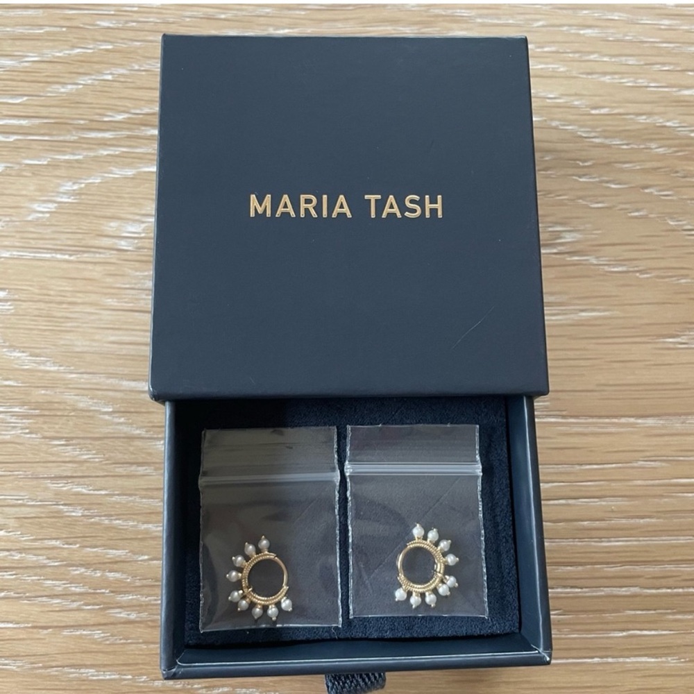 Maria Tash Gold Earrings with Pearl Details